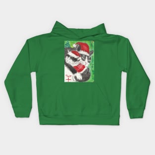 Christmas  Holiday cat kitten art Kids Hoodie